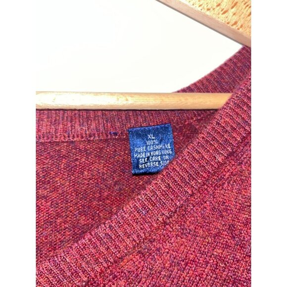 Burgundy V-Neck 100% Cashmere Long Sleeve Pullover Sweater Mens Size XL - Picture 4 of 7